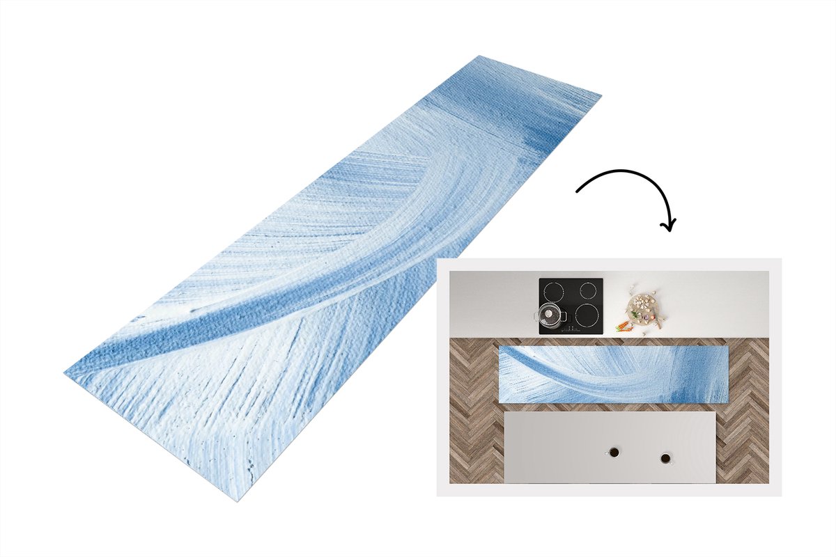 KitchenYeah Keukenloper - Loper keuken - Blauw - Acrylverf - Design - Keukenloper vinyl, foto 4