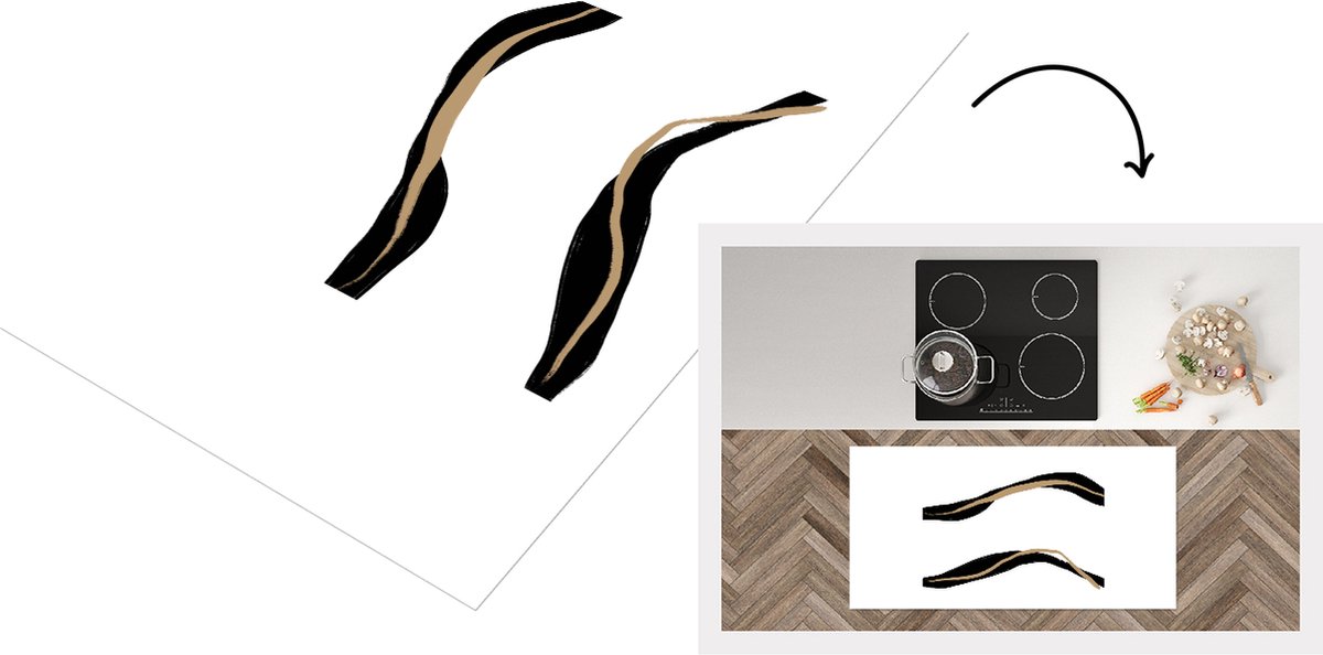 KitchenYeah Keukenloper - Loper keuken - Lijn - Zwart - Design - Keukenloper vinyl, foto 3