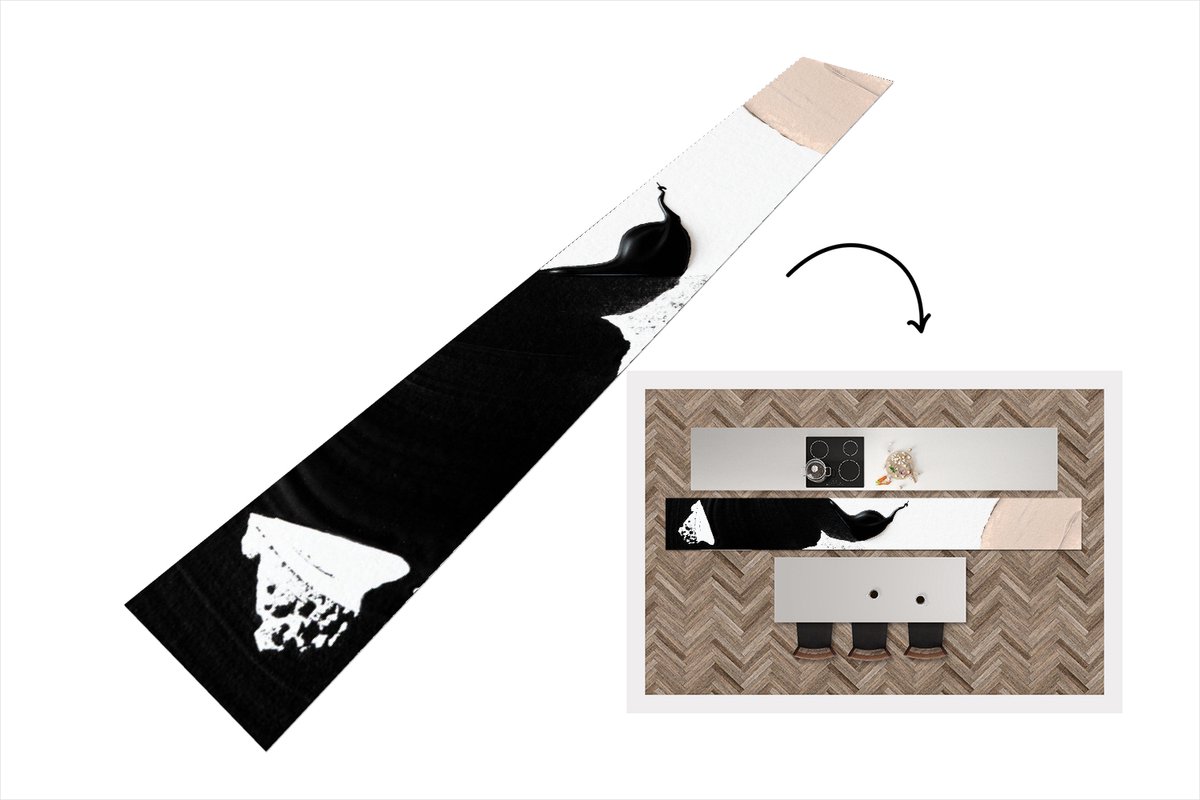 KitchenYeah Keukenloper - Loper keuken - Verf - Design - Abstract - 480x60 cm - Keukenloper vinyl Multicolor