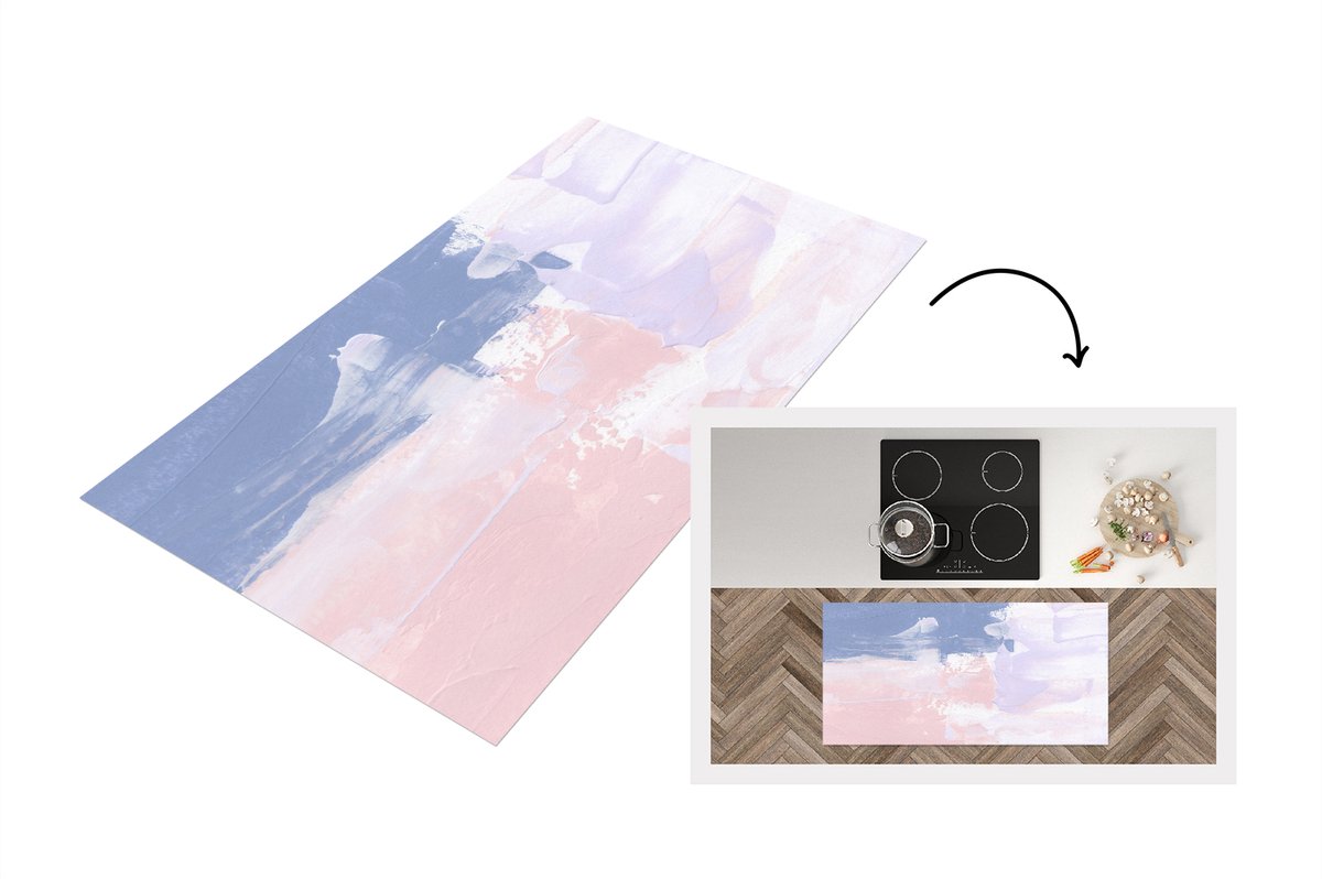 KitchenYeah Keukenloper - Loper keuken - Pastel - Design - Verf - 120x60 cm - Keukenloper vinyl Multicolor