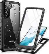 SBG Waterdicht Transparant Hoesje geschikt voor Samsung Galaxy S22 Plus | Shockproof | Onderwater tot twee meter | Antislip greep | IP68-gecertificeerd | Doorzichtig / Zwart