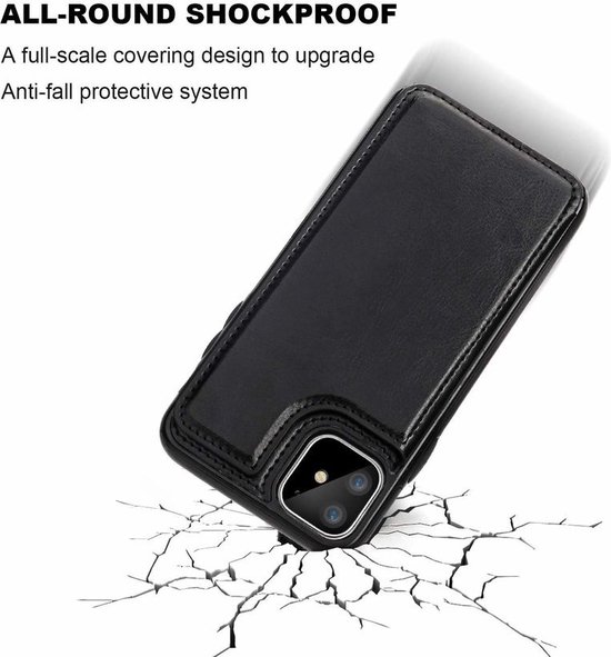 Étui portefeuille ShieldCase Convient pour Apple iPhone 12 Mini - 5,4 pouces - noir + protecteur d'écran en verre