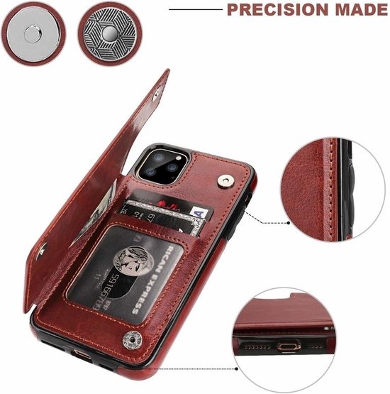 Coque portefeuille ShieldCase adaptée pour Apple iPhone 12 Pro Max - 6,7 pouces - marron + protection d'écran en verre