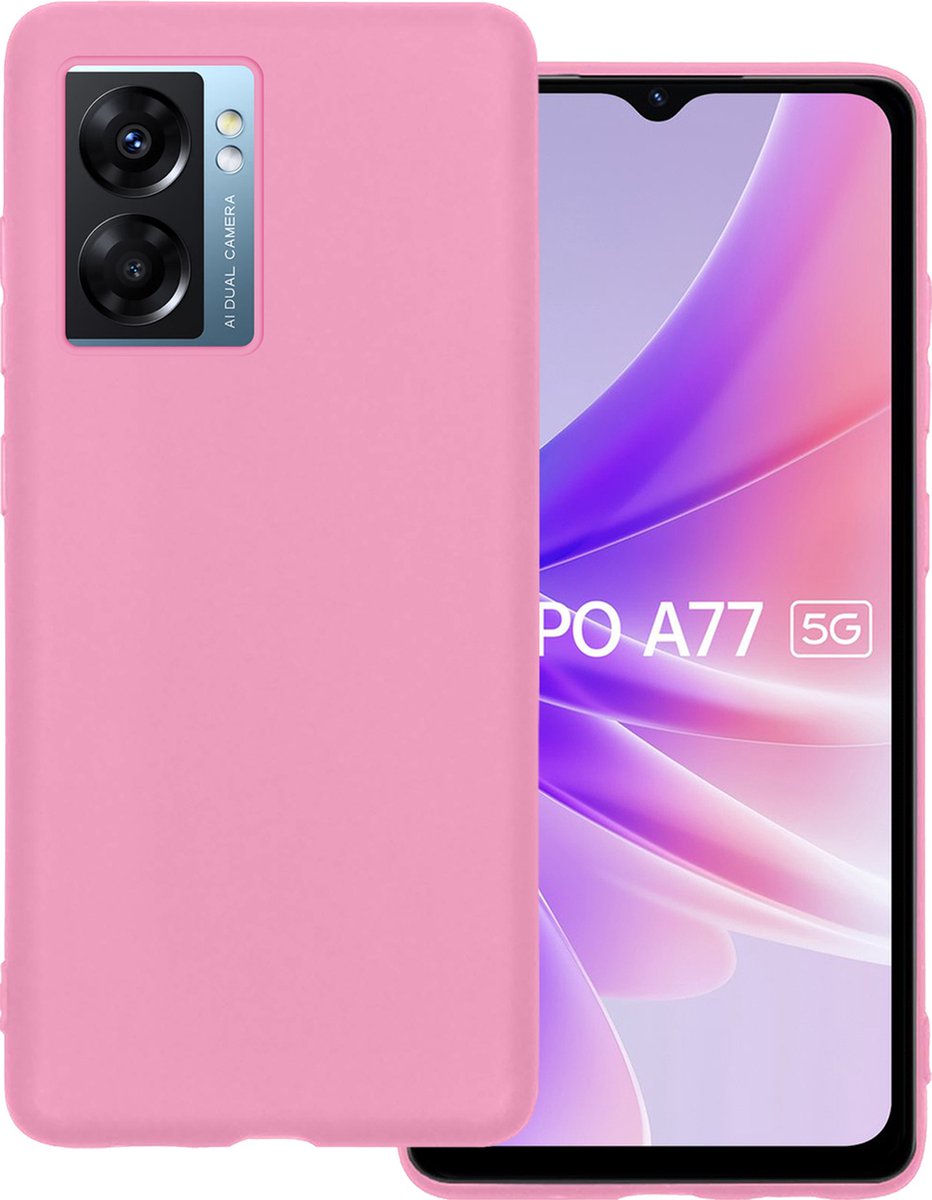 Hoesje Geschikt voor OPPO A77 - Sterk & Shockproof - Hoes Cover - Siliconen Case - Lichtroze