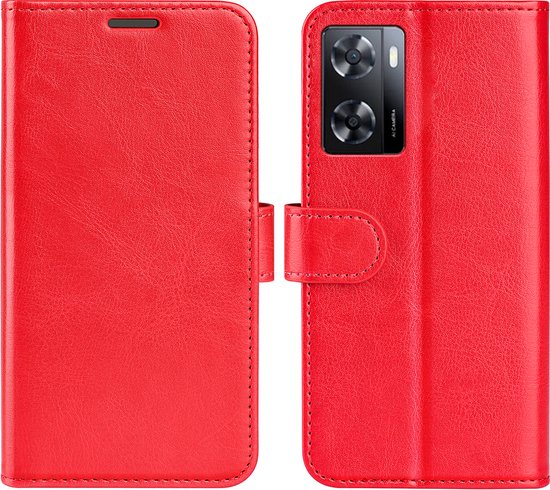 Coque Oppo A57 / A57s / A77 - Etui Portefeuille MobyDefend (Fermeture à l'Arrière) - Rouge - Housse de Téléphone Portable - Coque de Téléphone Convient Pour: Oppo A57 / A57s / A77