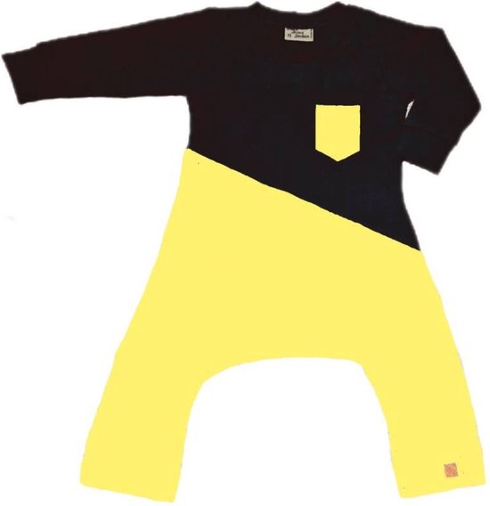 Spread/ Pavlik/ Plâtre Onesie noir avec jaune avec volant