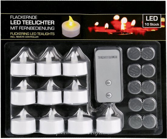 Cepewa LED Kaarsen - waxinelichtjes - 10 stuks - 3,5 cm - afstandsbediening