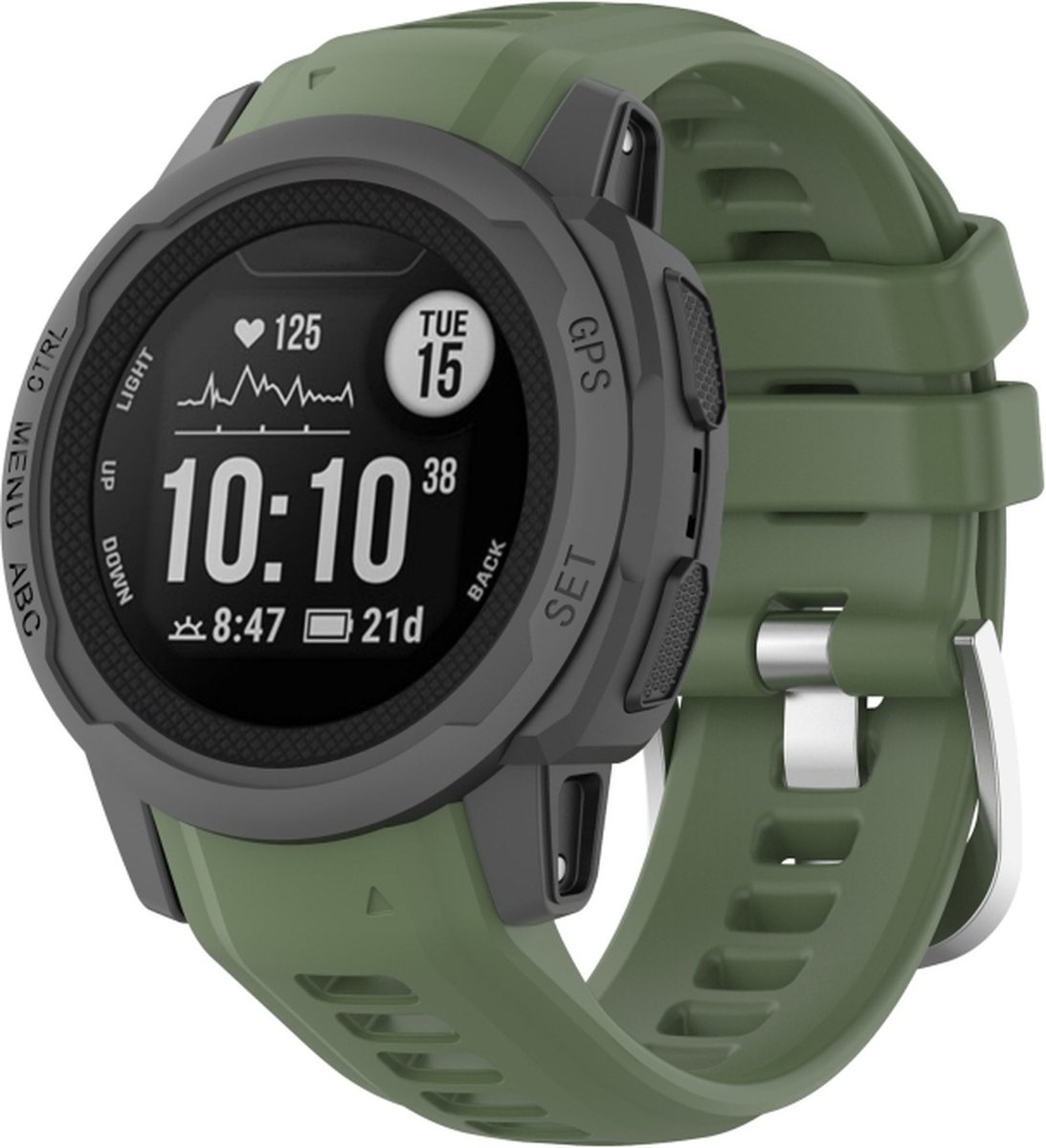 Siliconen bandje - geschikt voor Garmin Instinct 2S - donkergroen