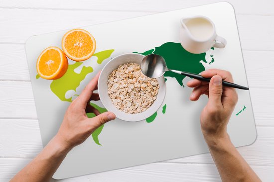 Set de Table - Wereldkaart - Simple - Vert - 45x30 cm - 6 pièces