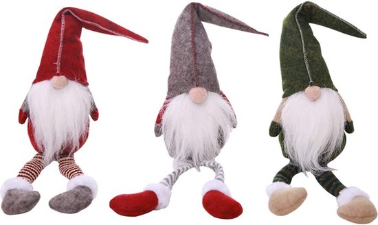 Gehydy Kerst Kabouters Pluche Decor Winter Gelaagd Lade Decor Xmas Santa Rendier Ornamenten Handgemaakte Zweedse Tomte Thuis Gift Tafelblad Vakantie Beeldjes Pop Decoraties (Wit
