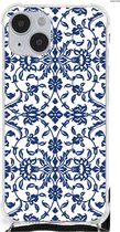 Shockproof Case Geschikt voor iPhone 14 Plus Silicone Back Case met transparante rand Flower Blue