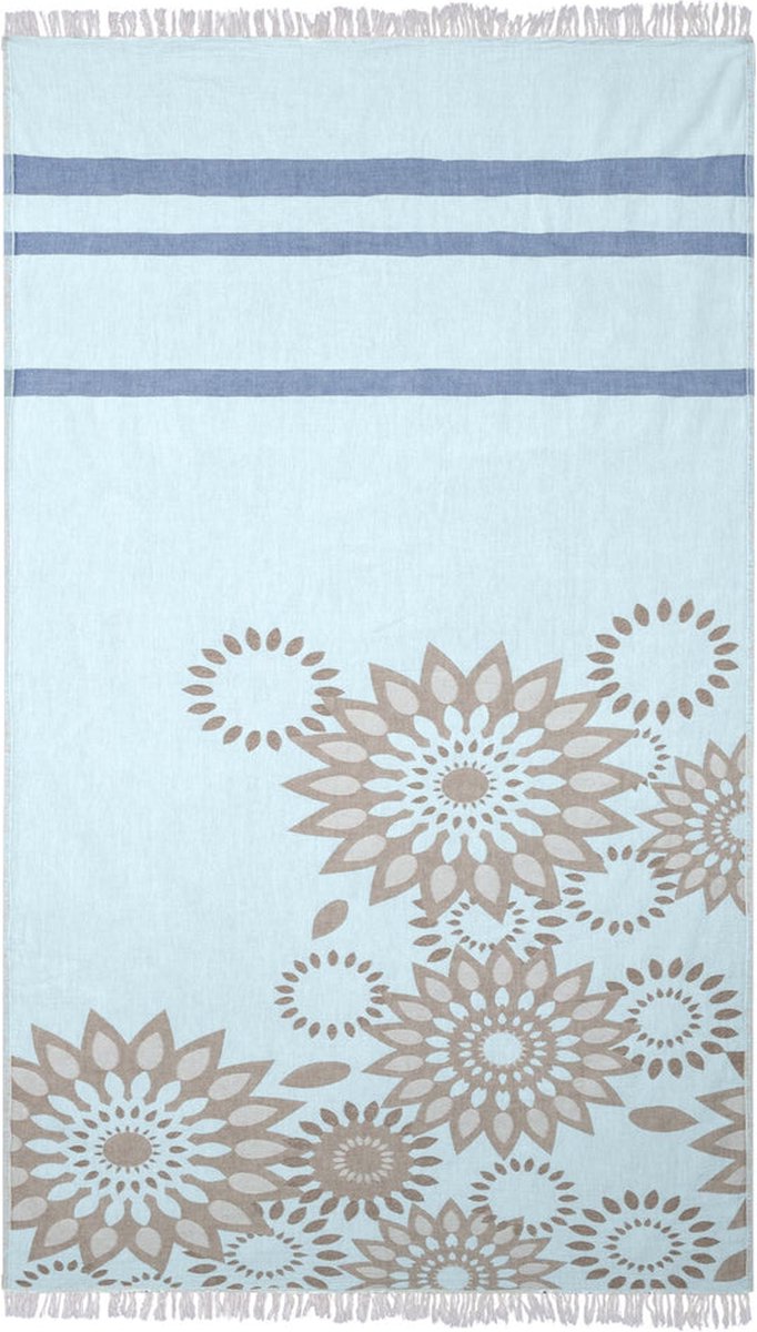 Trimita Zonnebloem hamamdoek - dubbelzijdig - 95x185 cm - blauw