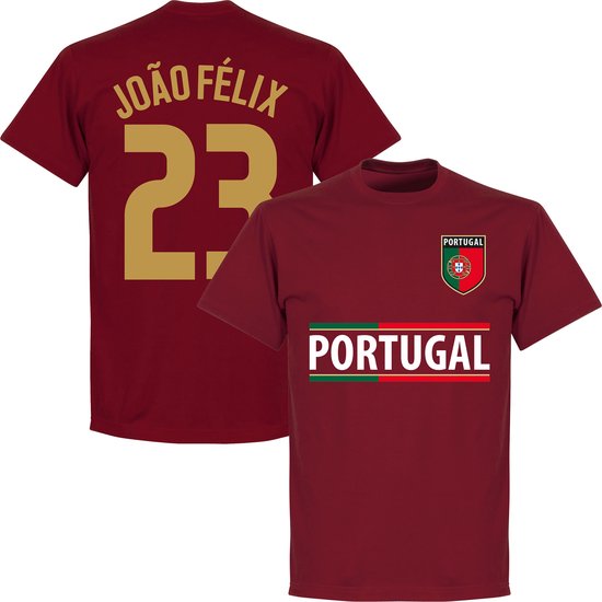 Portugal João Félix 23 Team T-Shirt - Bordeaux Rood - L