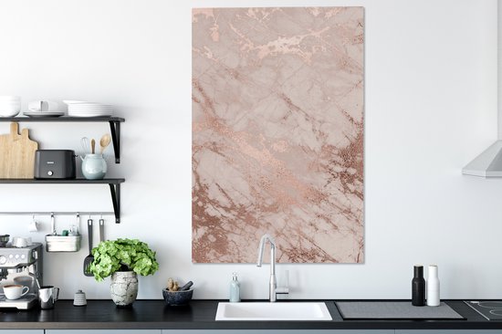 Peintures sur Toile Marbre - Rose - Luxe - 80x120 cm - Décoration murale