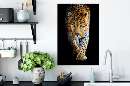 Stickers muraux - Feuille Autocollant - Léopard - Animaux - Portrait - Animaux Sauvages - Zwart - 40x60 cm - Film Adhésif - Stickers muraux Chambre Enfant - Papier Peint Autocollant