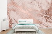 Behang - Fotobehang Marmer - Roze - Luxe - Marmerlook - Glitter - Design - Breedte 295 cm x hoogte 220 cm