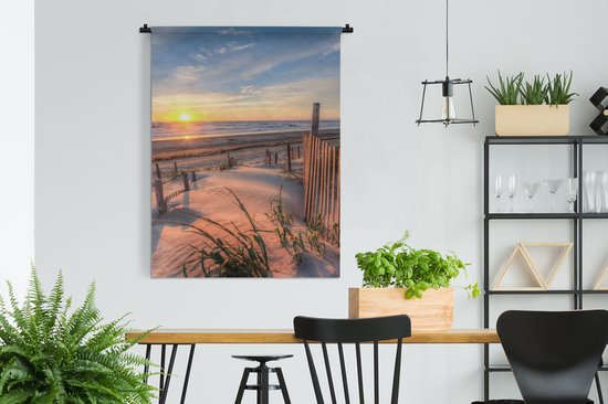 Tapisserie - Plage - Coucher de soleil - Dune - Mer - Tapisserie murale - Décoration de la maison - Katoen - Tapisserie - 120x160 cm - Tapisserie - Décoration murale chambre - Décoration murale - Tapisseries - Tapisserie murale