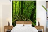 Behang - Fotobehang Jungle - Brug - Mos - Natuur - Tropisch - Breedte 190 cm x hoogte 260 cm