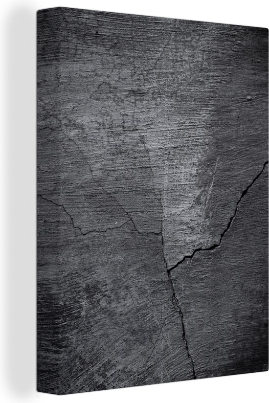 Tableau sur toile Béton - Zwart - Fissure - 60x80 cm - Décoration murale