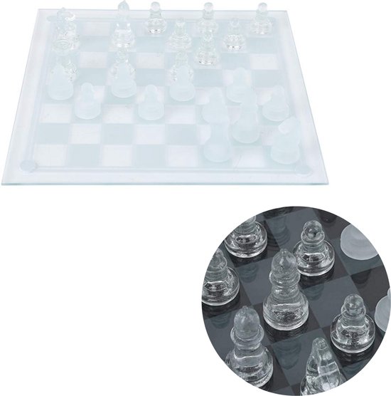 Thumbnail van een extra afbeelding van het spel Cheqo® Luxe Glazen Schaakbord - Schaakspel - Schaakbord Glas - Schaakset - Inclusief 32 Schaakstukken - 25x25 cm