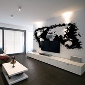 Fotobehangkoning - Behang - Vliesbehang - Fotobehang Wereldkaart in zwart-wit - Graffiti - Muurschildering - 350 x 270 cm