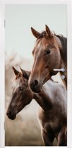 Deursticker Paarden - Natuur - Bruin - 90x205 cm - Deurposter