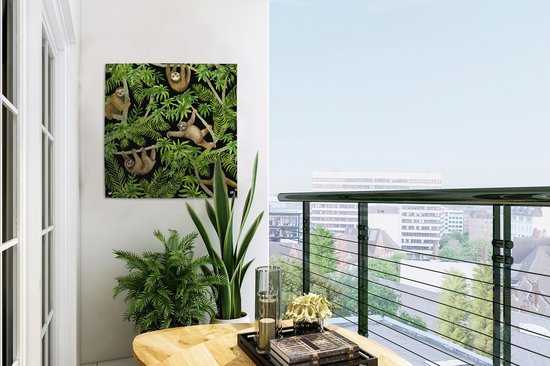 Posters de jardin Paresseux - Palmier - Motif - Garçons - Filles - Enfants - Enfant - 50x50 cm - Toile de jardin - Affiche extérieure