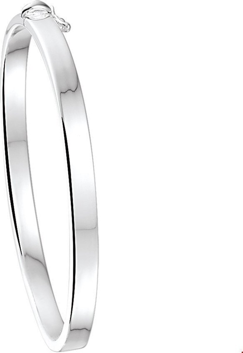 The Jewelry Collection Bangle Scharnier Vlakke Buis - 5 X 60 mm - Zilver