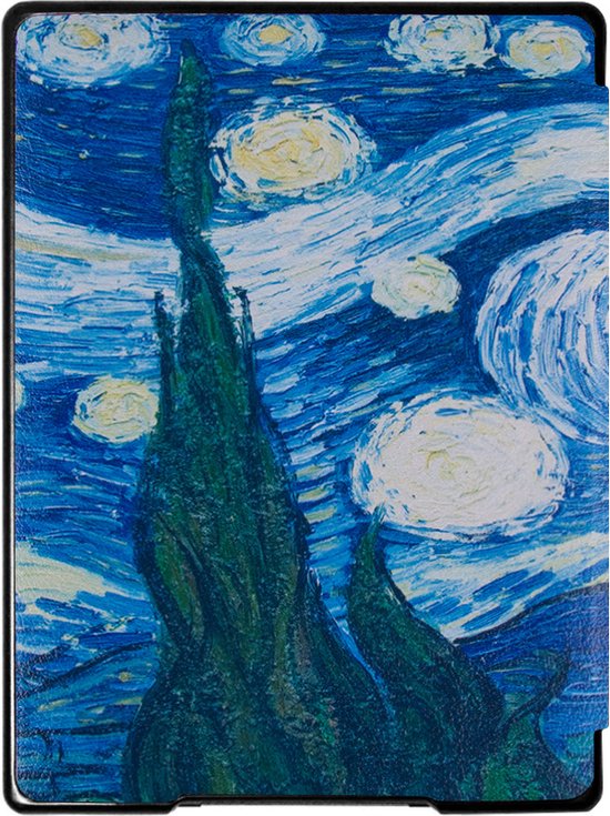 Lunso - Geschikt voor Kobo Aura H2o edition 1 hoes (6.8 inch) - sleep cover - Van Gogh Sterrennacht - (niet voor de Kobo Aura edition 1) — afbeelding 4
