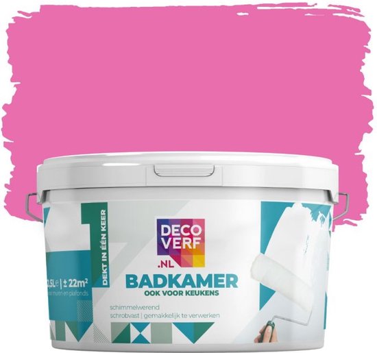 Foto: Decoverf badkamerverf 2 5l warm roze