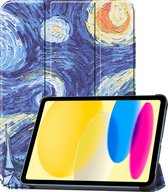 Hoesje Geschikt voor iPad 2022 Hoes Case Tablet Hoesje Tri-fold - Hoes Geschikt voor iPad 10 Hoesje Hard Cover Bookcase Hoes - Sterrenhemel