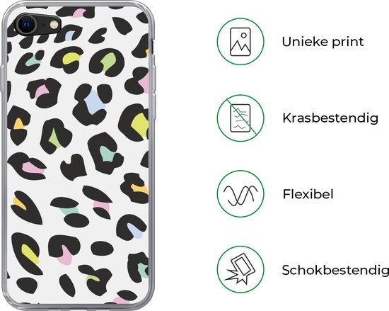 Coque iPhone 7 - Imprimé Panthère - Couleurs - Zwart - Siliconen - Sinterklaas - Noël - Cadeaux - Cadeaux chaussures