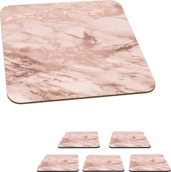 Sous-verres -verres - Marbre - Rose - 10x10 cm - 6 pièces