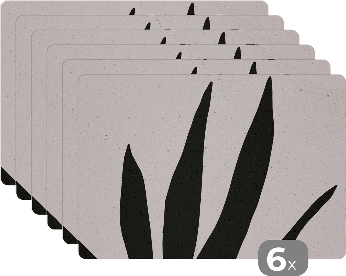 Placemat - Plant - Blad - Minimalisme - Placemats - Onderleggers - Tafel - 45x30 cm - 6 stuks