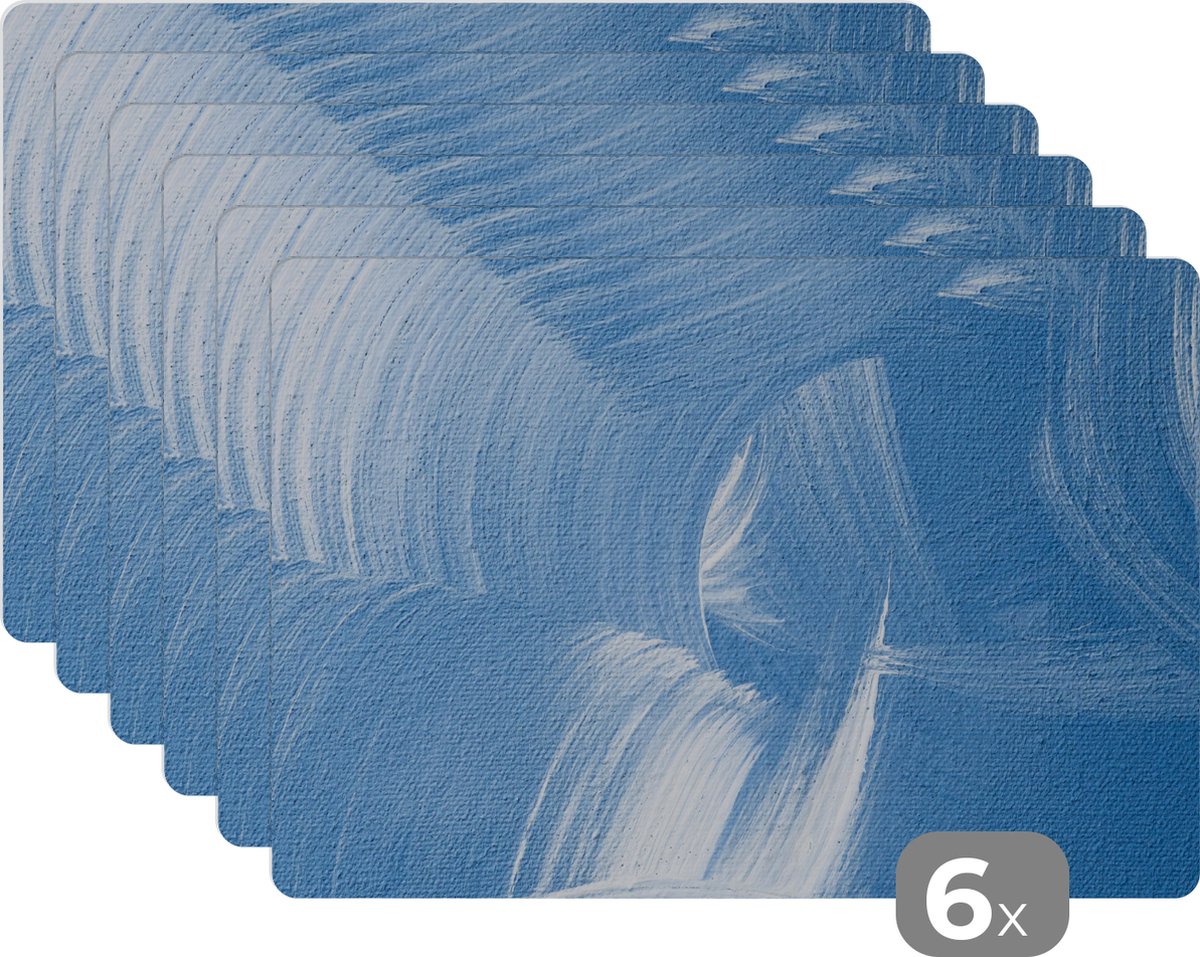 Placemat - Acrylverf - Blauw - Design - Tafel - Onderleggers -45x30 cm - 6 stuks