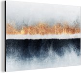Wanddecoratie Metaal - Aluminium Schilderij Industrieel - Goud - Abstract - Design - 150x100 cm - Dibond - Foto op aluminium - Industriële muurdecoratie - Voor de woonkamer/slaapkamer