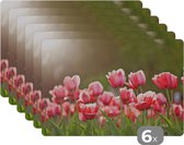 Placemat - Placemats kunststof - Tulpen - Zon - Lente - 45x30 cm - 6 stuks - Hittebestendig - Anti-Slip - Onderlegger - Afneembaar