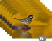 Set de table - Napperons de table en plastique - Mésange charbonnière - Vogel - Water - 45x30 cm - 6 pièces - Résistant à la chaleur - Antidérapant - Coussinet - Amovible