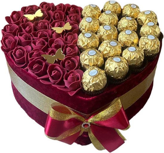 Coeur Handgemaakt - chocolat ferrero - cadeau pour elle - chocolat en forme  de coeur -... | bol