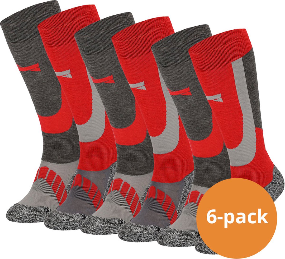 Xtreme Skisokken 6 paar unisex skikousen kniehoogte Multi Rood