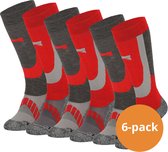 Xtreme Skisokken - 6 paar unisex skikousen kniehoogte - Multi Red - Maat 35/38