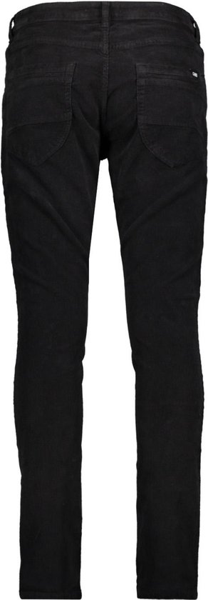 Zwarte corduroy broek met achterzakken.