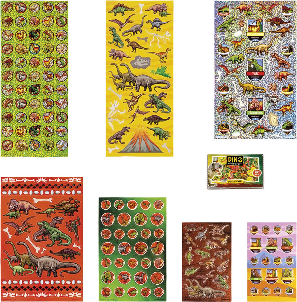 Totum Dino stickers Totum XL super sticker set dinosaurus - speelgoed junior jongens en meisjes vanaf 3 jaar - knutselen 8 vellen incl. metallic en 3D stickers - 38 x 36 cm - — afbeelding 5