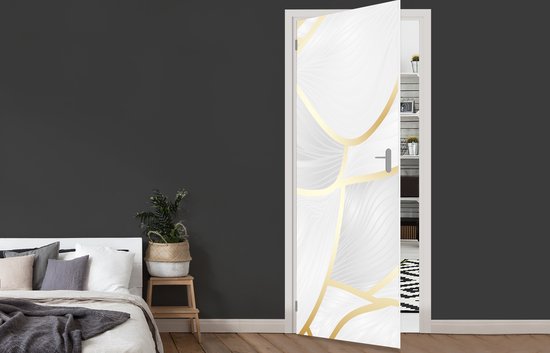 Deursticker Abstract patroon met gouden lijnen - 85x215 cm - Deurposter