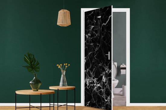 Sticker de porte Marbre - Pierre - Zwart - 90x205 cm - Affiche de porte