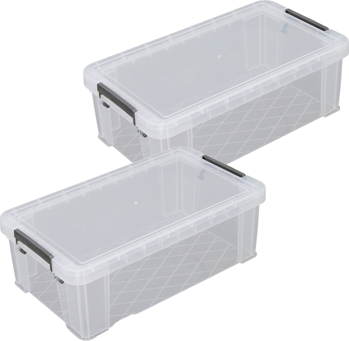 Whitefurze Opbergbox - 2x stuks - 5.8 liter - Transparant - 35 x 19 x 12 cm - kunststof - opslag oplossingen - kist - met deksel