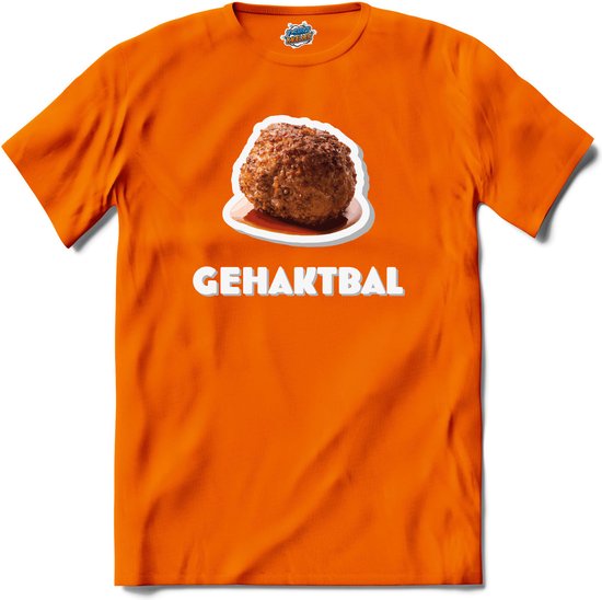 Gehaktbal - grappig verjaardag kleding cadeau - eten teksten - T-Shirt - Heren - Oranje - Maat 3XL