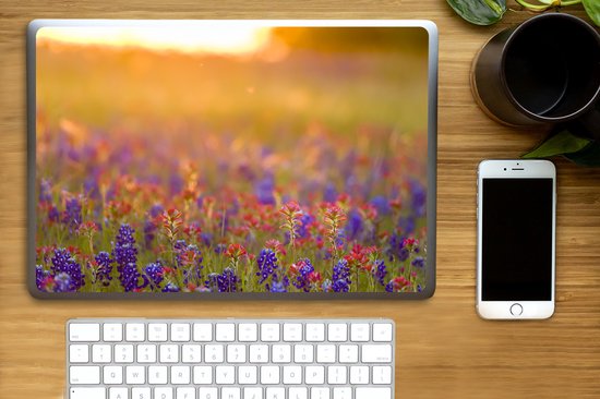 Sticker ordinateur portable - 15,6 pouces - Fleurs - Or - Soleil