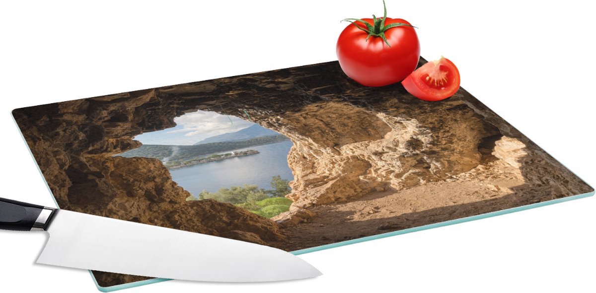 Glazen Snijplank - 39x28 - Water - Grot - Natuur - Landschap - Snijplanken Glas