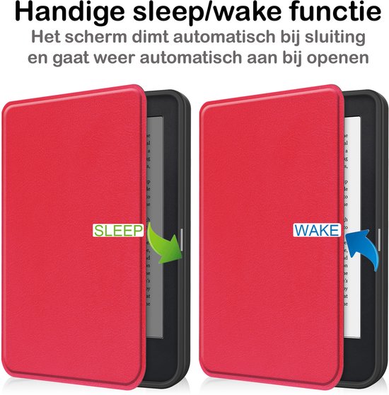 Hoesje Geschikt voor Kobo Clara 2E Hoesje Luxe Bescherm Case - Hoes Geschikt voor Kobo Clara 2E Hoes Book Cover - Rood van Merkloos — afbeelding 4